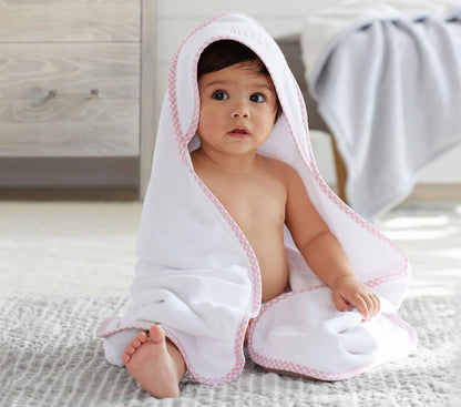 Hooded Terry Cloth Towel Bath Set - Gingham: Pink