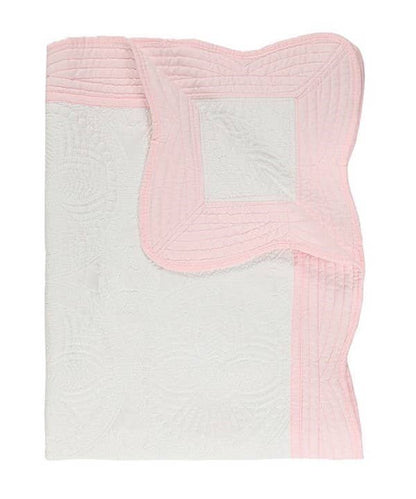 Heirloom Quilt - Baby Quilt Blanket Monogram: White & Pink
