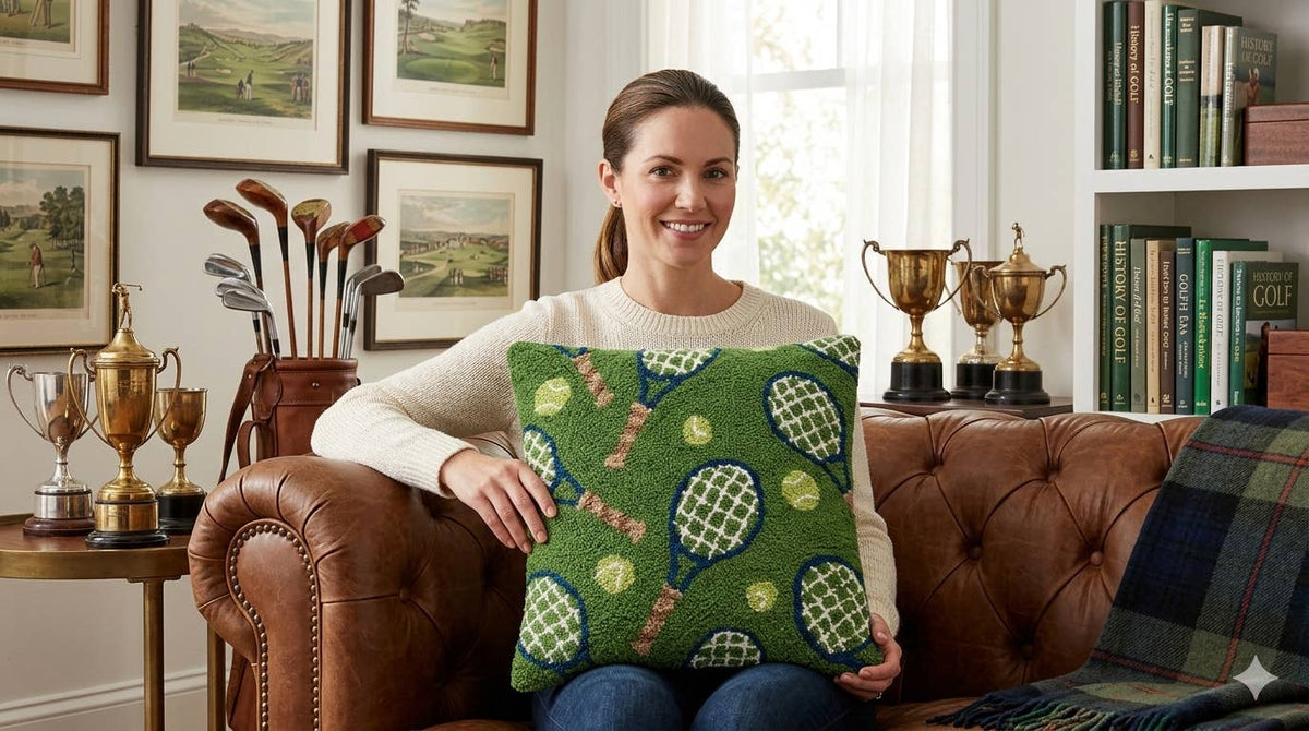 All Over Tennis Racquets Hook Pillow
