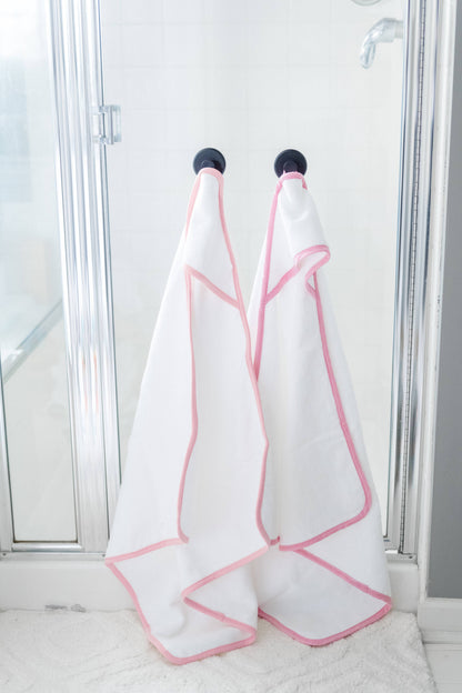 Hooded Terry Bath Towel for Baby and Toddlers | Plush Terry: Pink Gingham
