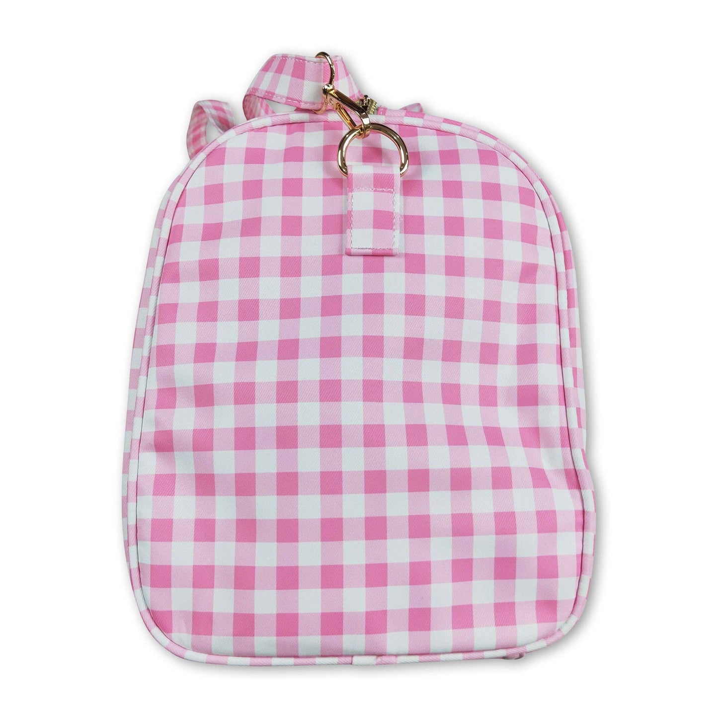 Pink plaid ruffle women duffel bag