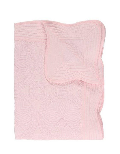 Heirloom Quilt - Baby Quilt Blanket Monogram: White & Pink