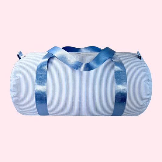 Baby Blue Preppy Stripe ~WIPEABLE~ Medium Duffel | Mint