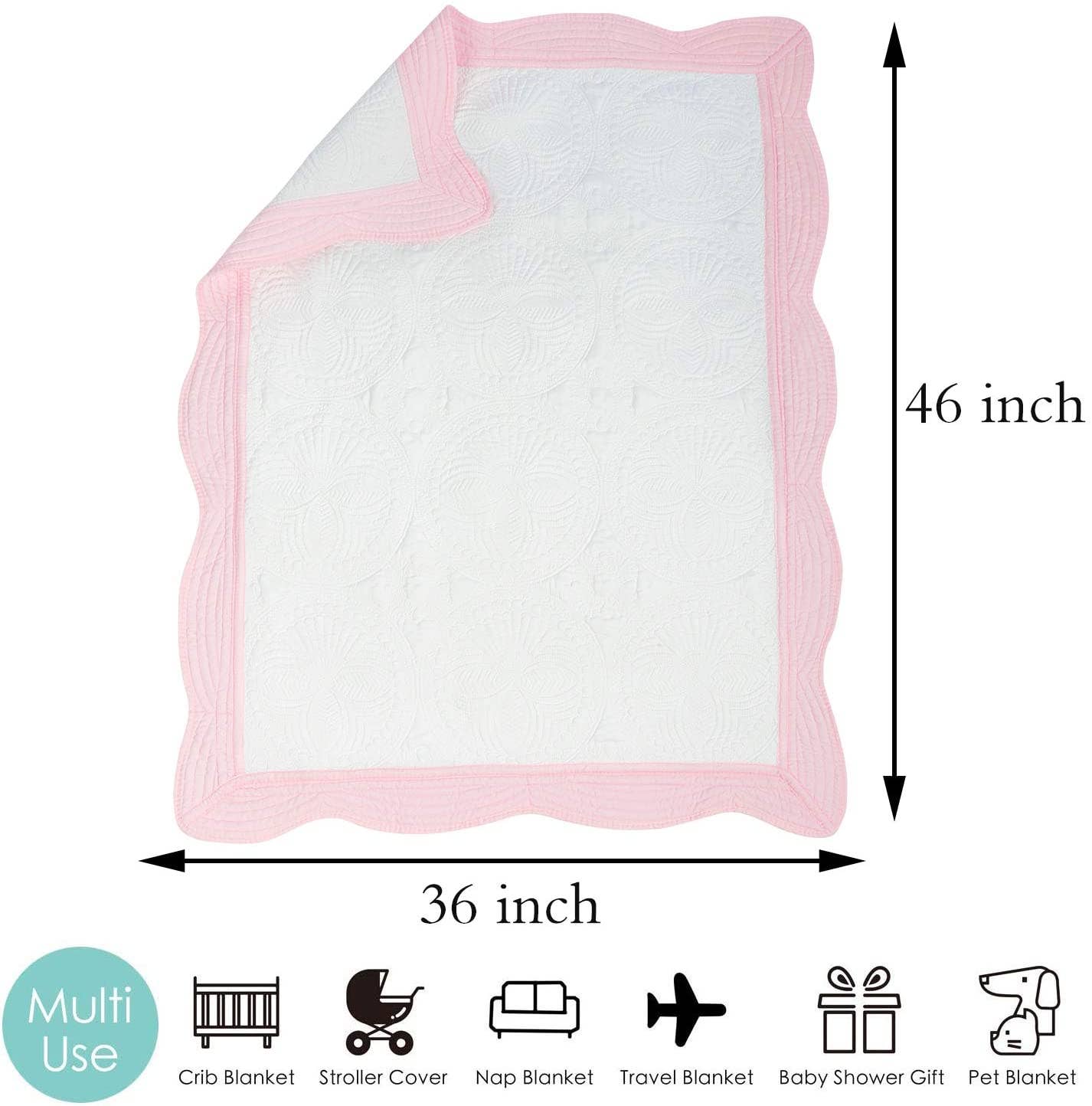 Heirloom Quilt - Baby Quilt Blanket Monogram: White & Pink