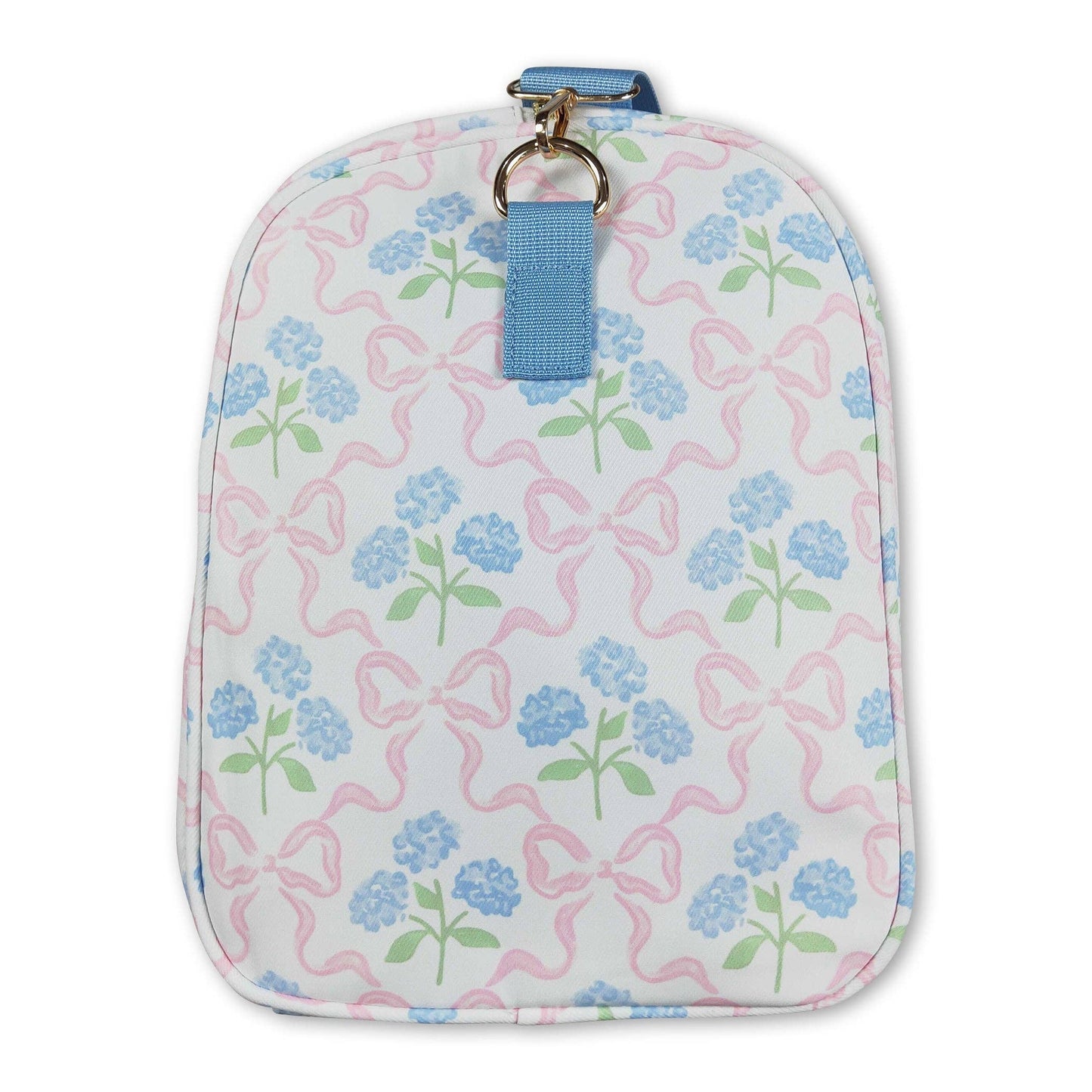 Light blue ruffle band floral bow women duffel bag