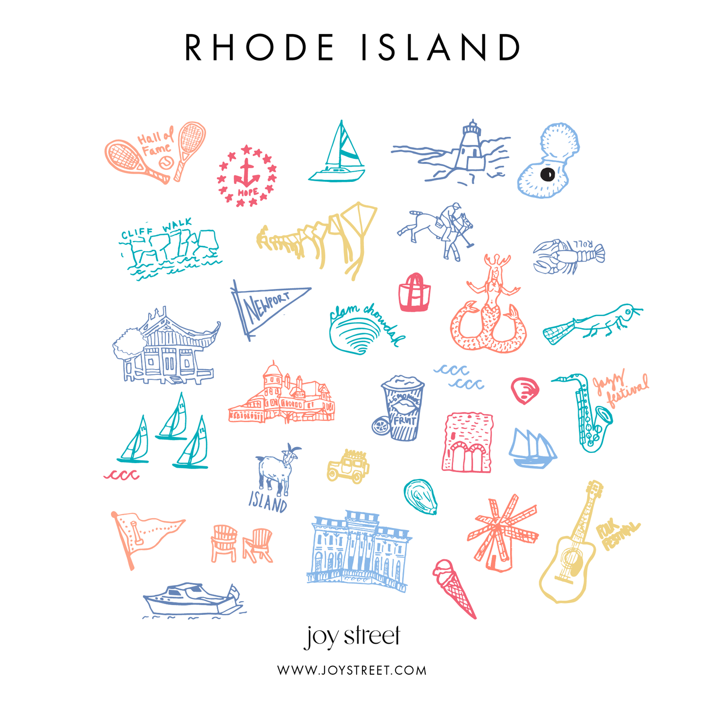 Rhode Island Large Travel Pouch: Rhode Island - Sunny Day Multi / OS