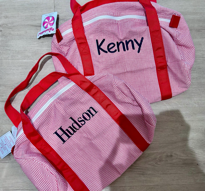 Red Seersucker Medium Duffel | Mint