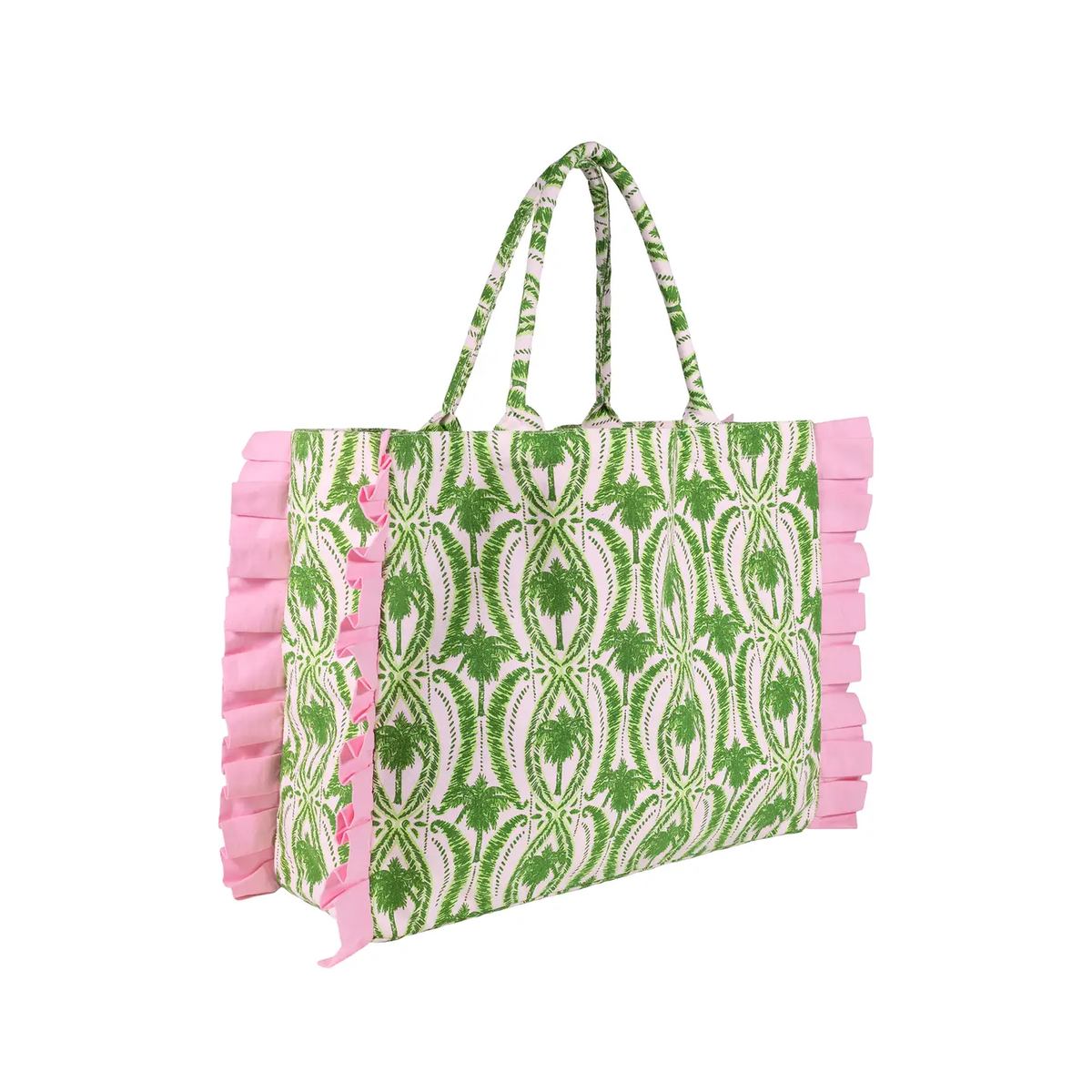 Ruffle Tote, Textured Palm Stripe: Lilly Pulitzer