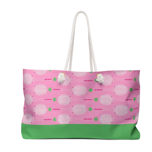 Weekender Tote Bag - Tennis Pink and Green