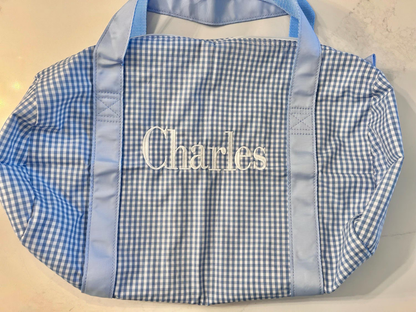 Baby Blue Gingham Medium Duffel | Mint