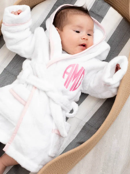Terry Bathrobe_white + Pink