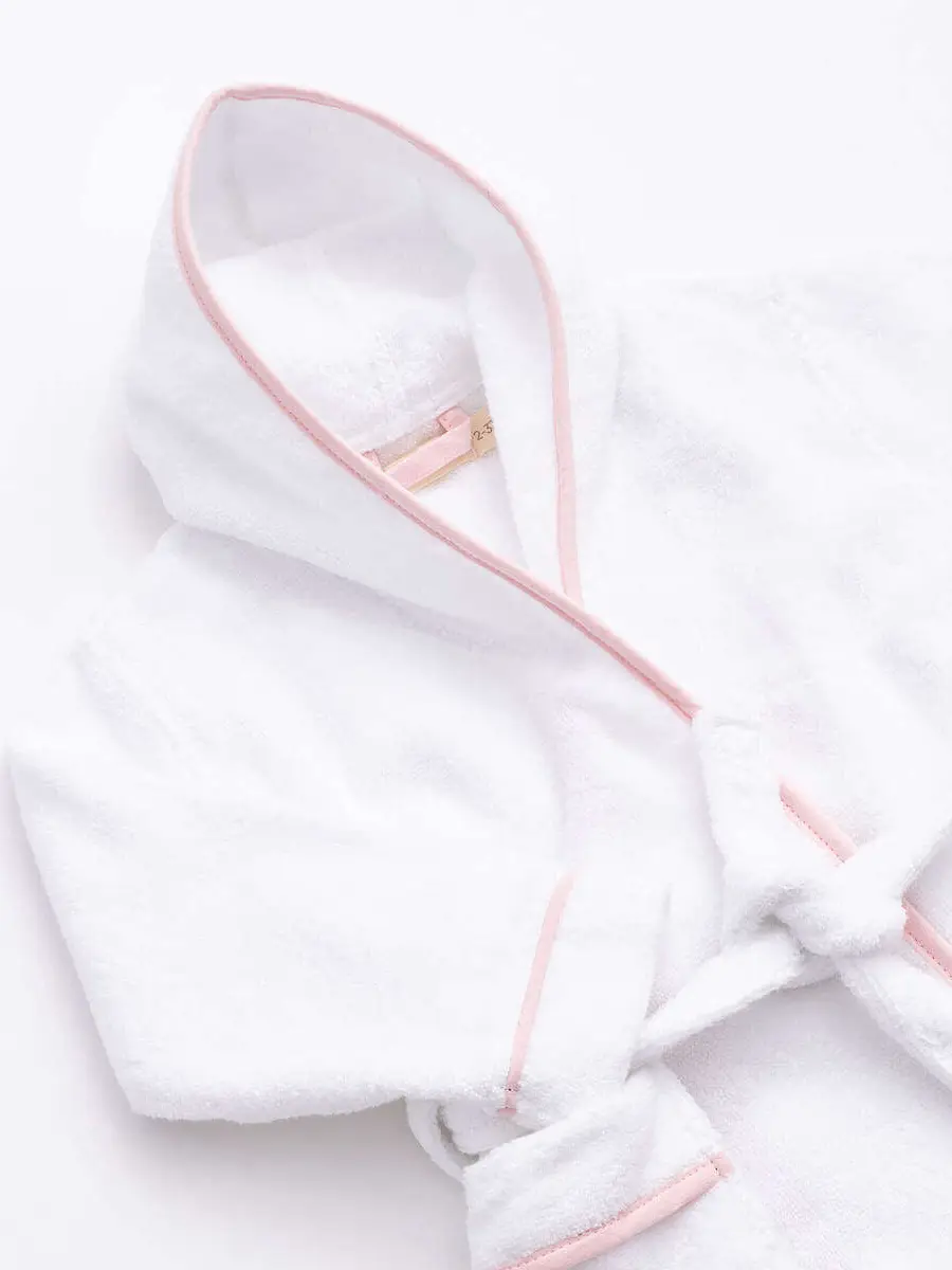 Terry Bathrobe_white + Pink