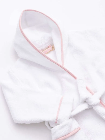 Terry Bathrobe_white + Pink