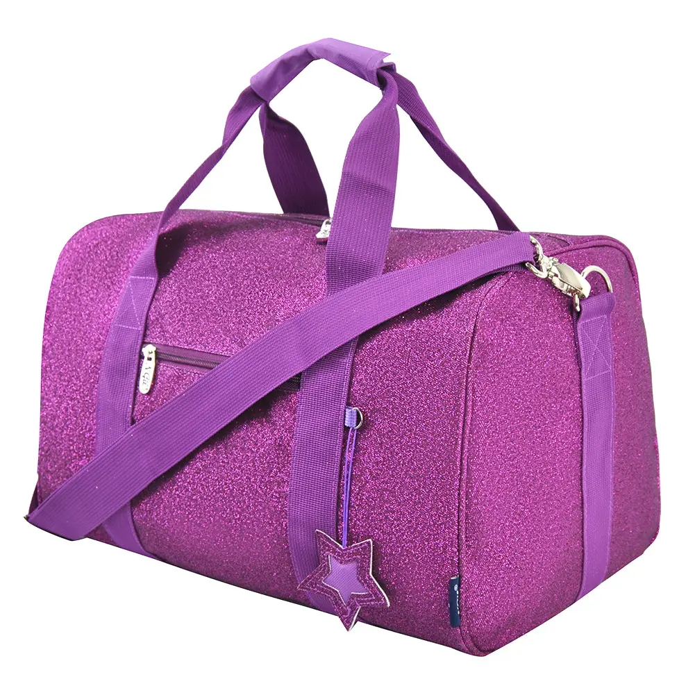 Purple Large Glitter Duffel Bag