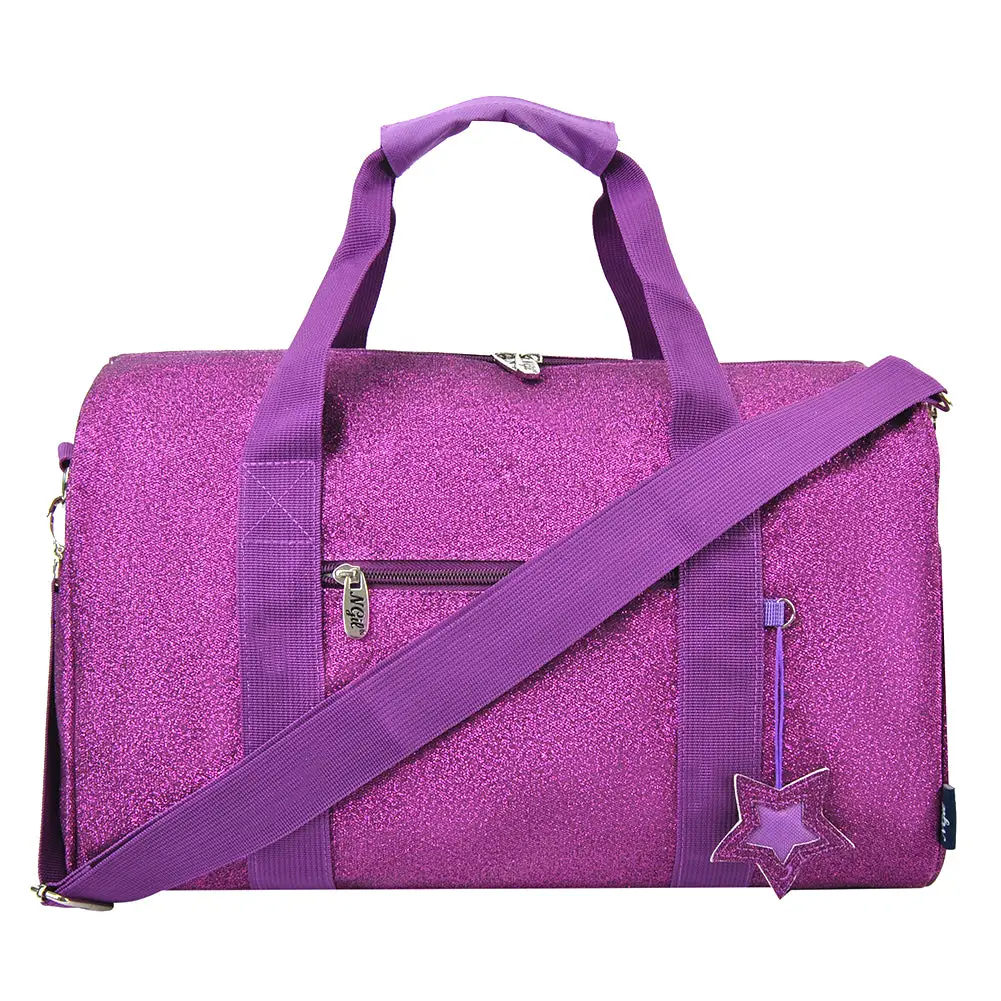 Purple Large Glitter Duffel Bag