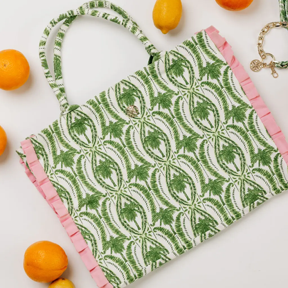 Ruffle Tote, Textured Palm Stripe: Lilly Pulitzer