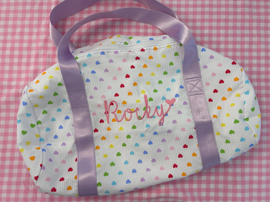 Tiny Hearts Medium Duffel | Mint