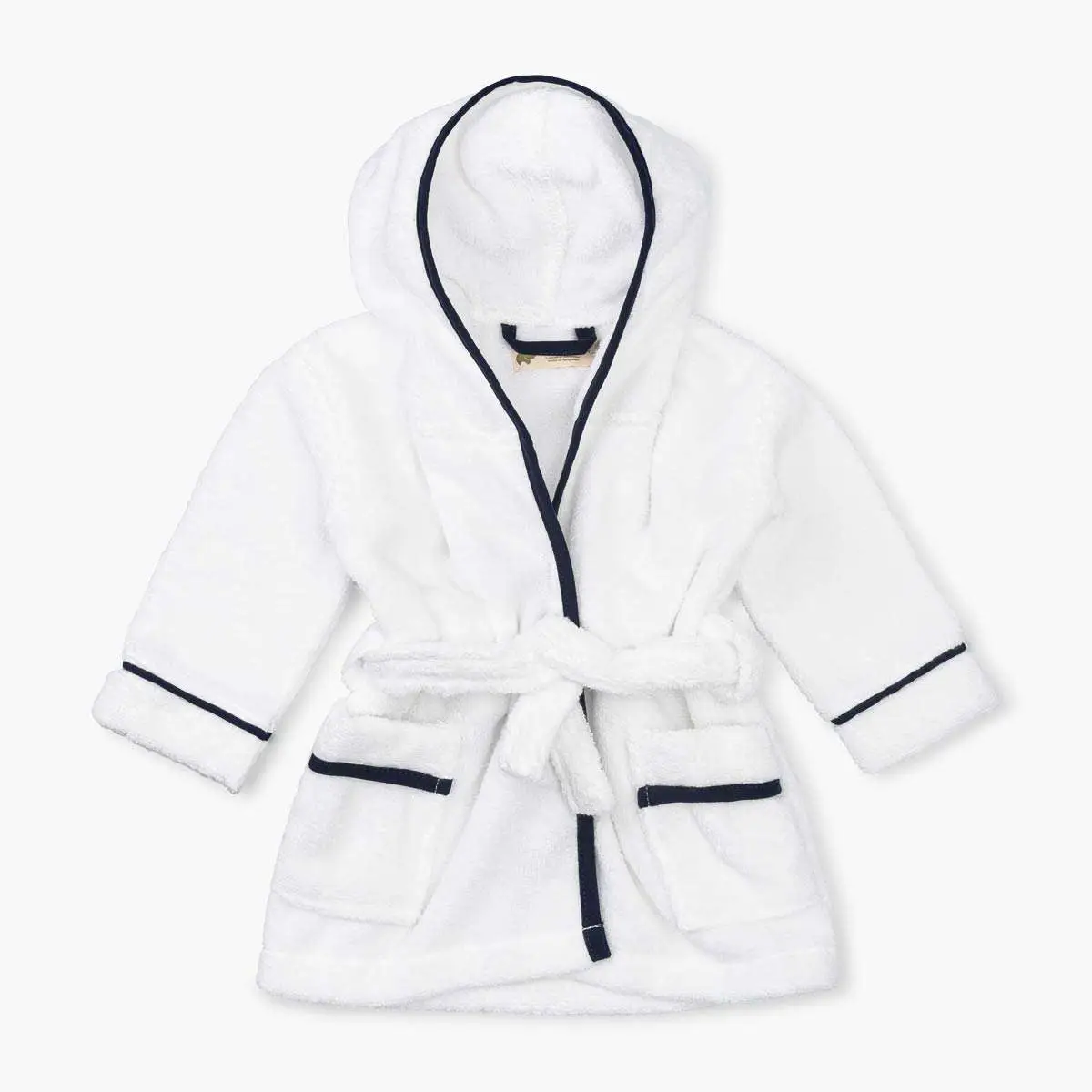 Terry Bathrobe_white + Navy