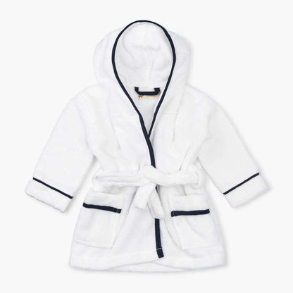 Terry Bathrobe_white + Navy