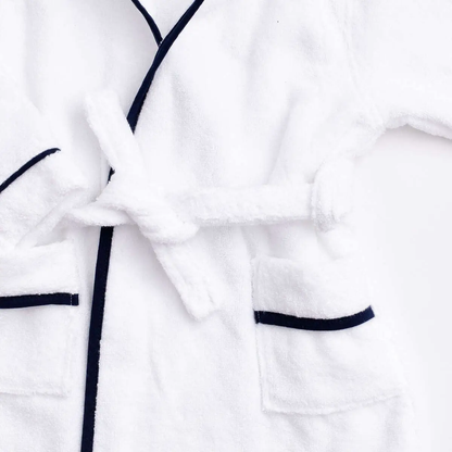 Terry Bathrobe_white + Navy