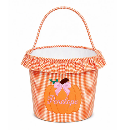 Personalized Ruffled Trick-Or-Treat Pumpkin Tote