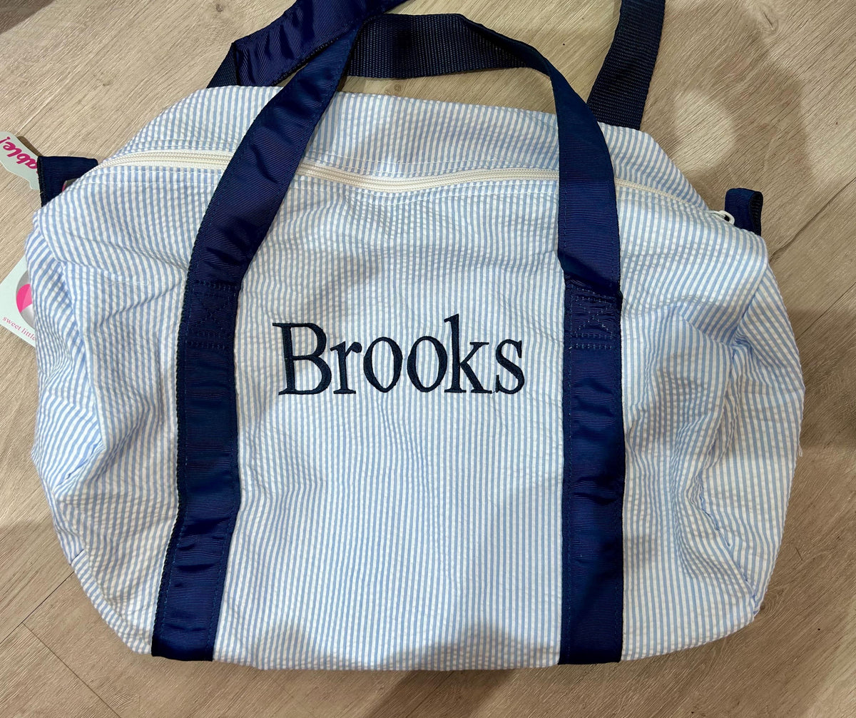 Navy Seersucker Medium Duffel | Mint